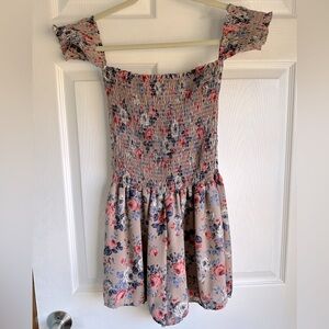 Taupe floral off shoulder romper